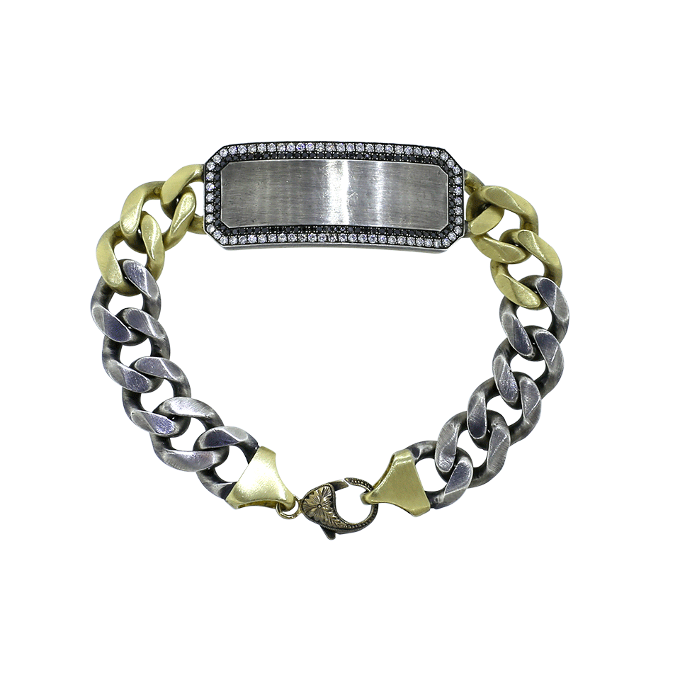 SYLVA & CIE-Diamond ID Plate Bracelet-YELLOW GOLD