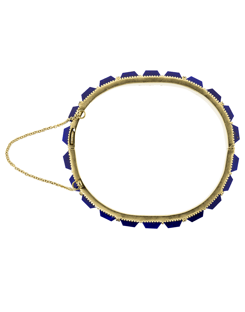 SYLVA & CIE-Lapis And Diamond Bangle-YELLOW GOLD