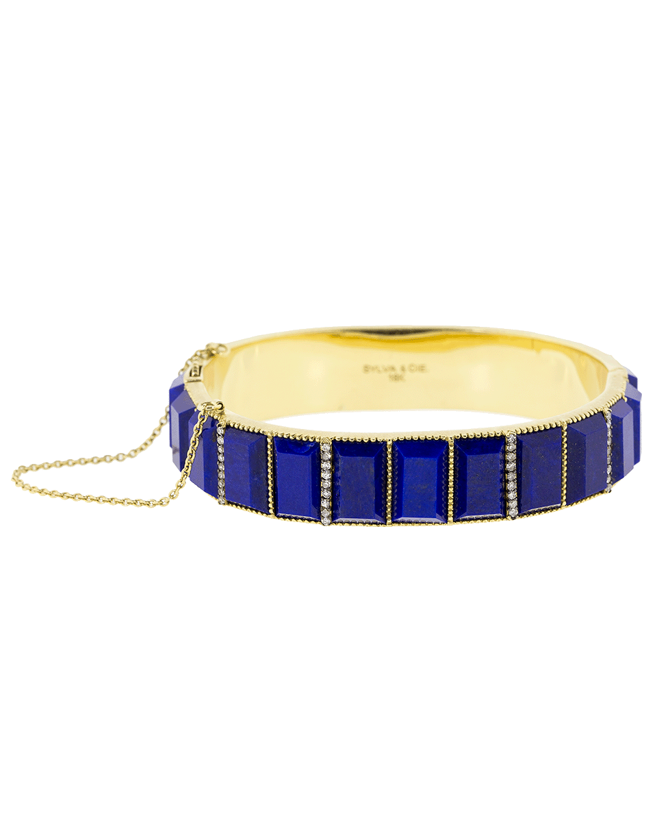 SYLVA & CIE-Lapis And Diamond Bangle-YELLOW GOLD