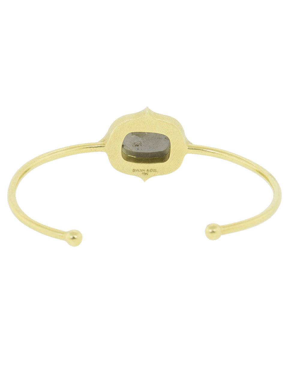 SYLVA & CIE-Oval Rough Diamond Cuff Bracelet-YELLOW GOLD