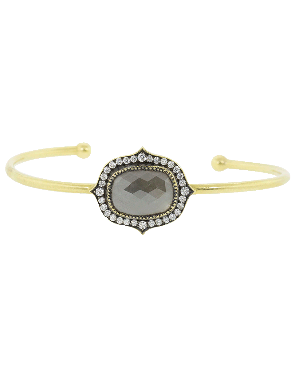 SYLVA & CIE-Oval Rough Diamond Cuff Bracelet-YELLOW GOLD