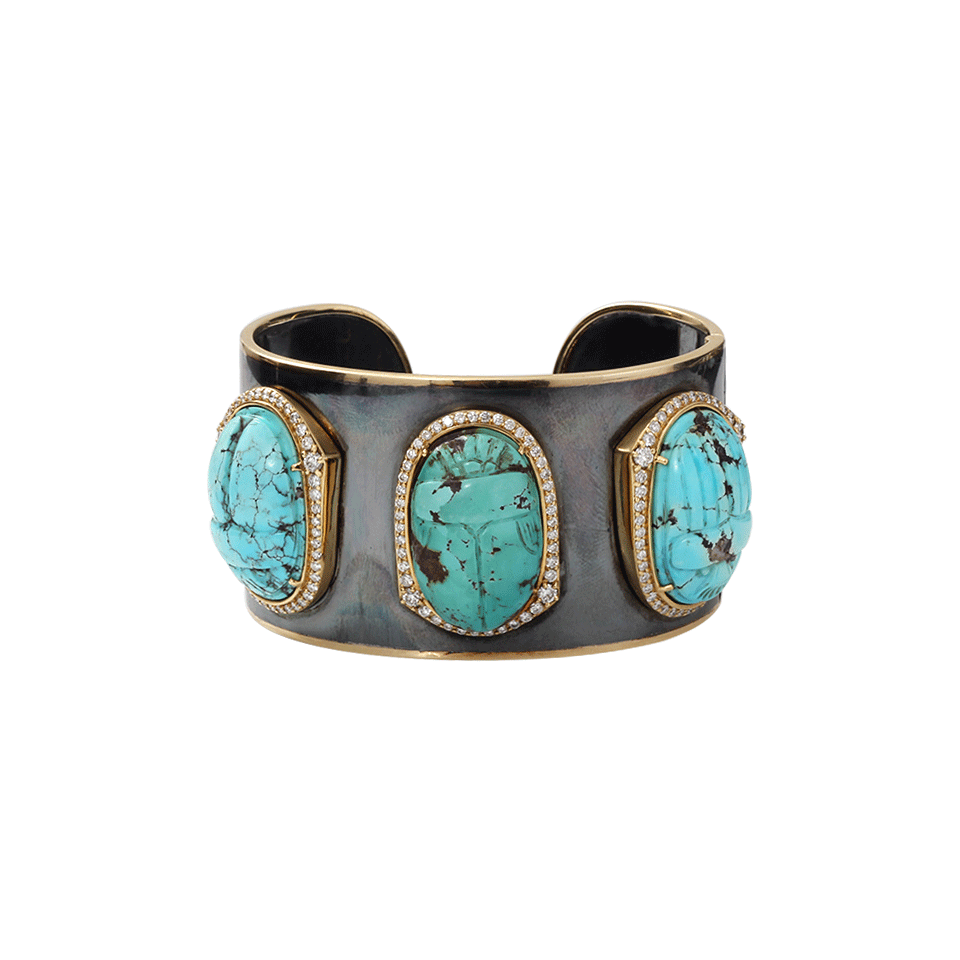 SYLVA & CIE-Turquoise Scarab Cuff-SILVER