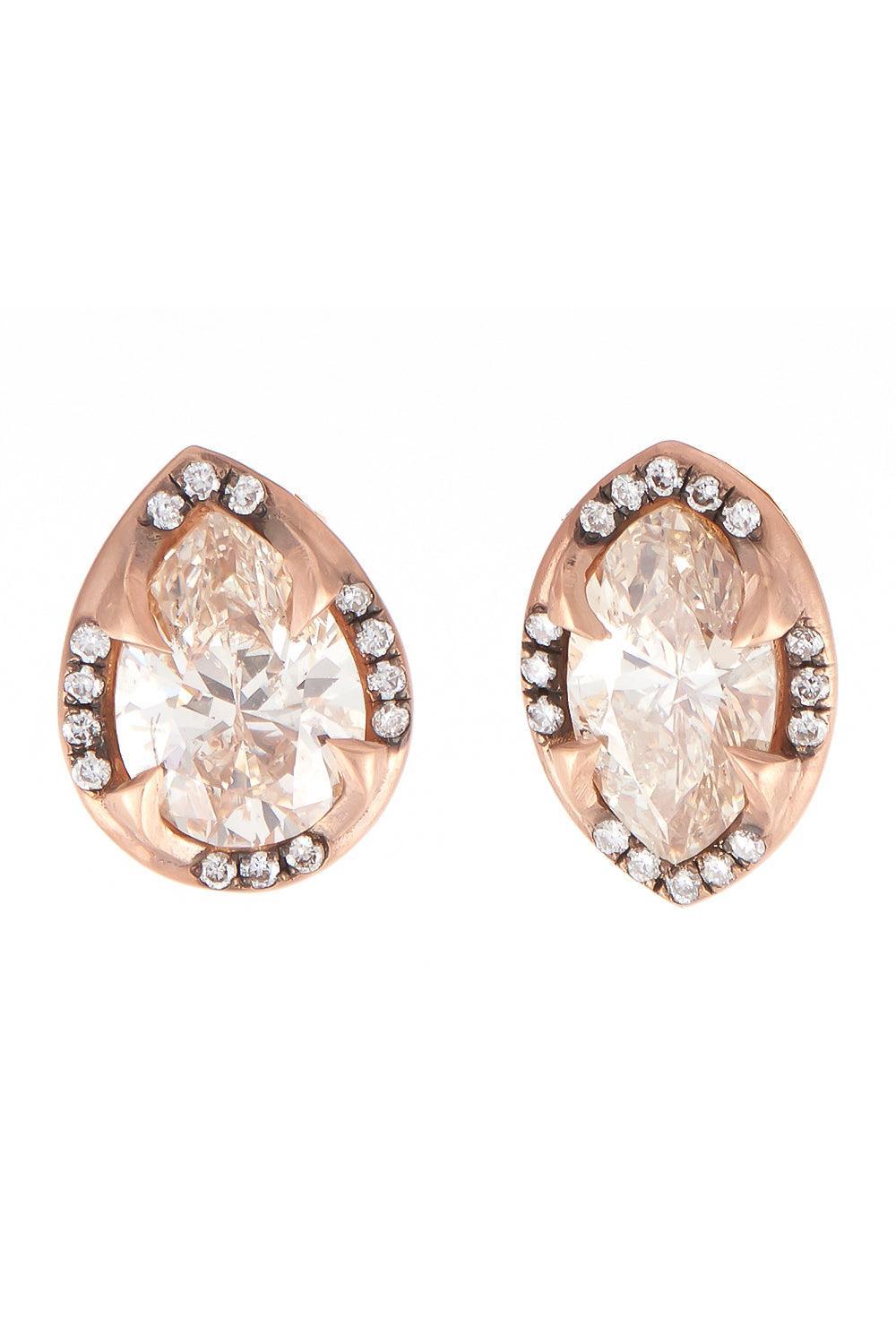 Diamond Mismatch Stud Earrings-ROSE GOLD-JEWELRYFINE JEWELEARRING-SYLVA & CIE