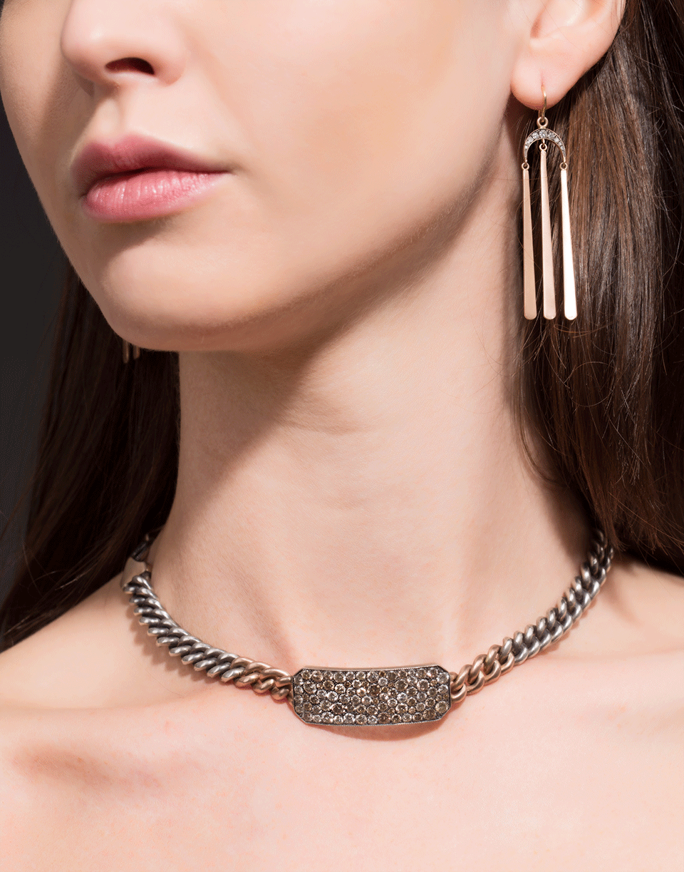 SYLVA & CIE-Diamond Tassel Moon Earrings-ROSE GOLD