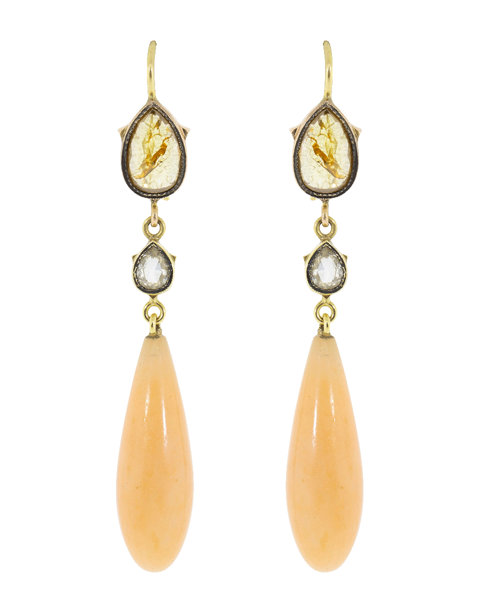 SYLVA & CIE-Eosite And Rough Diamond Drop Earrings-ROSE GOLD