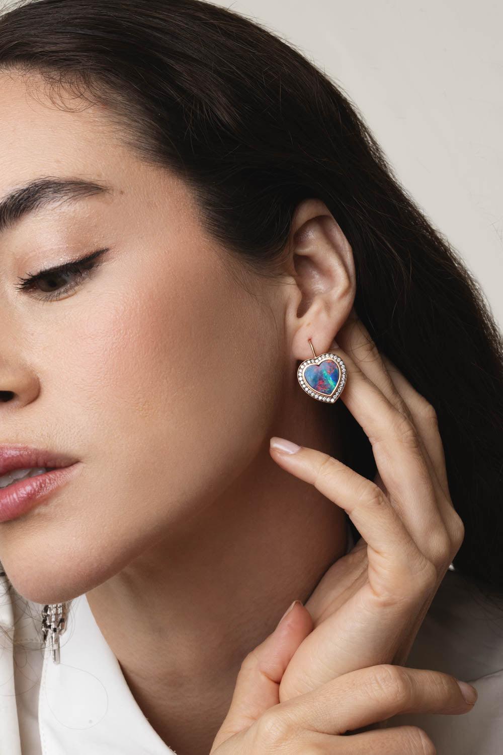 SYLVA & CIE-Opal Heart Earrings-ROSE GOLD