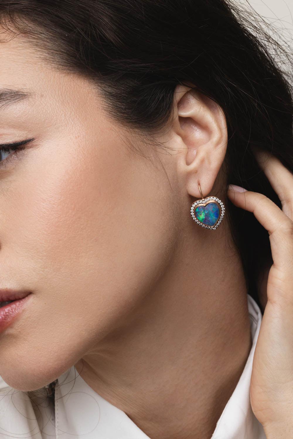 SYLVA & CIE-Opal Heart Earrings-ROSE GOLD