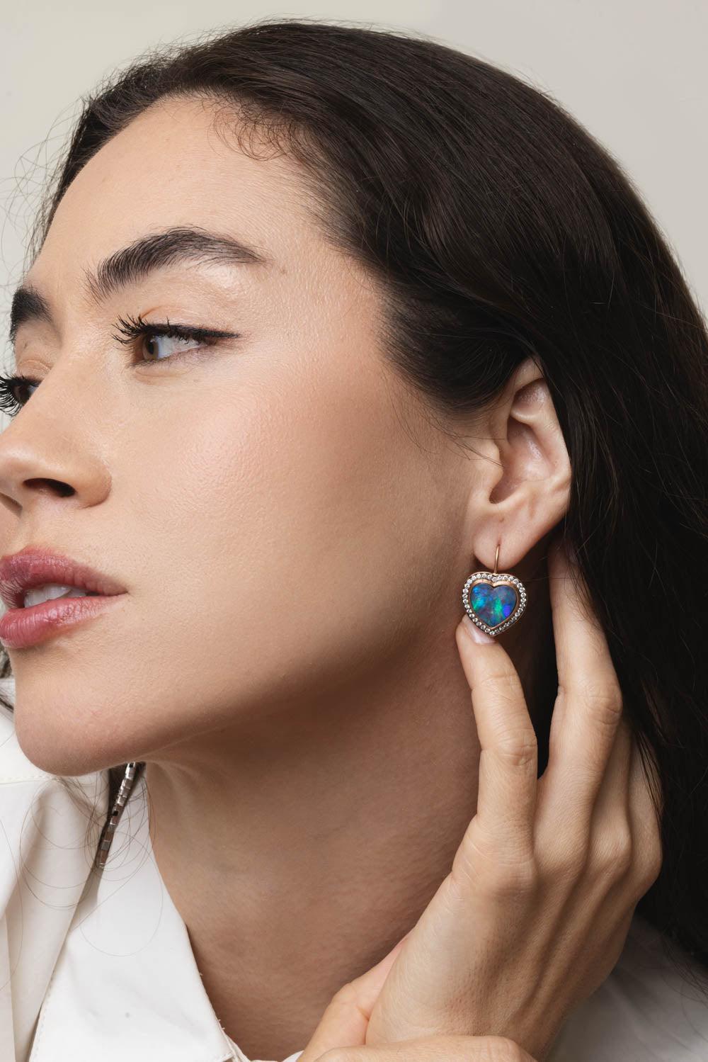 SYLVA & CIE-Opal Heart Earrings-ROSE GOLD