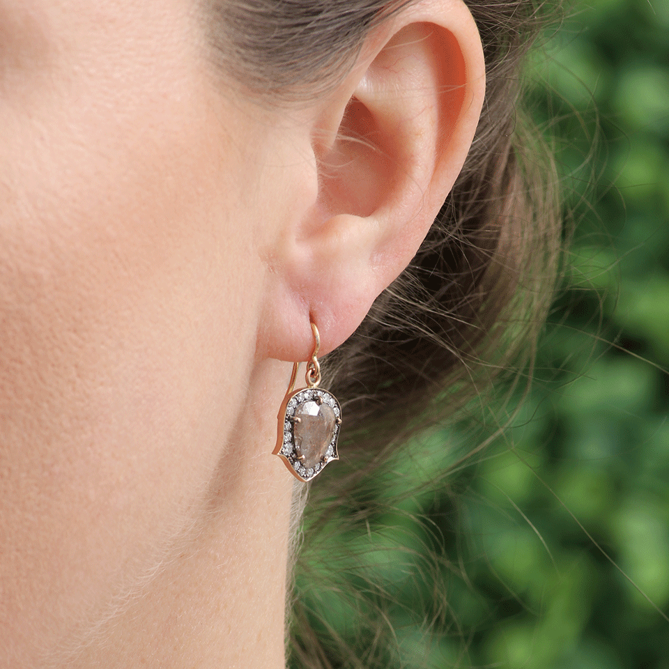 SYLVA & CIE-Rough Diamond Drop Earrings-ROSE GOLD