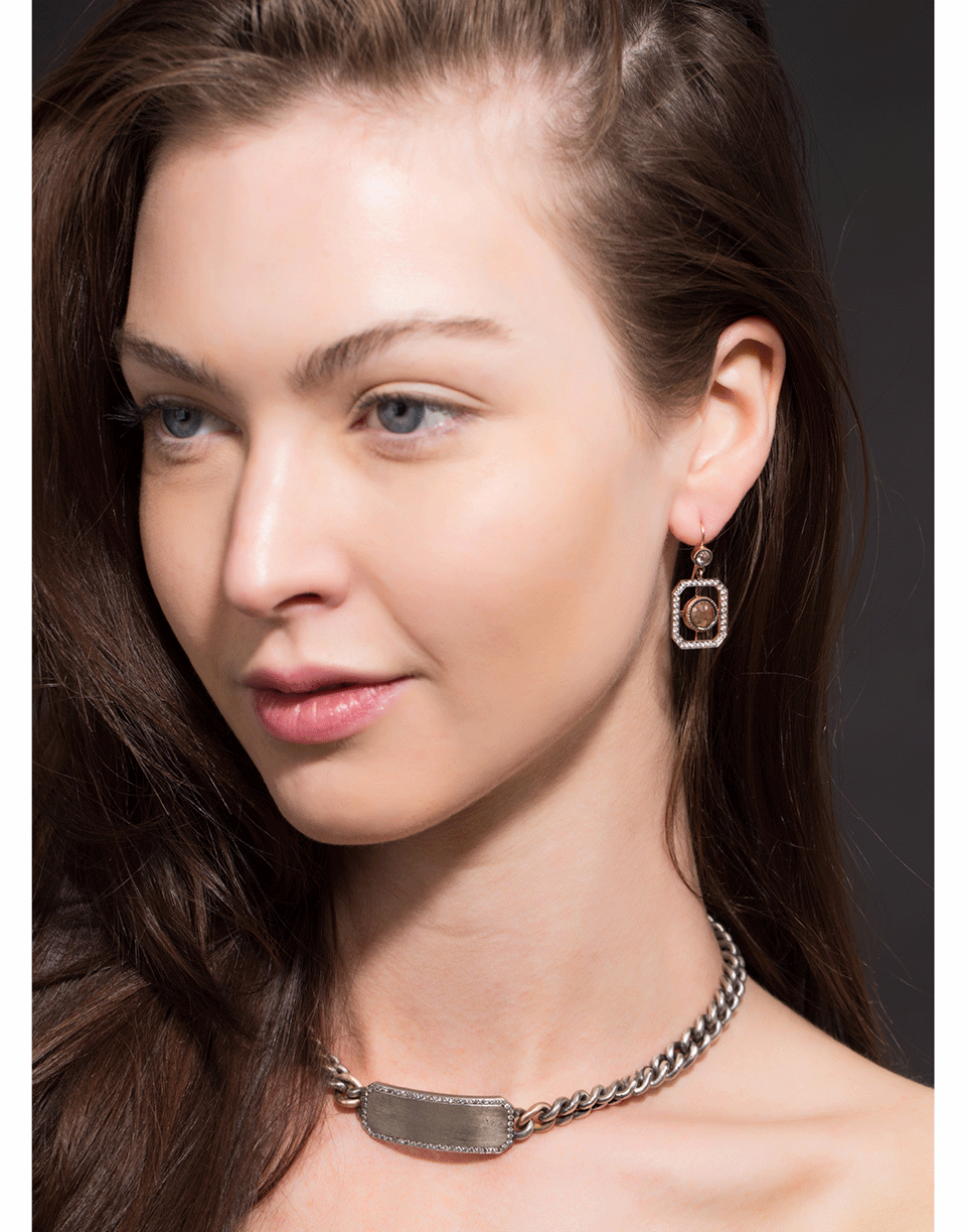 SYLVA & CIE-Rough Diamond Window Earrings-ROSE GOLD