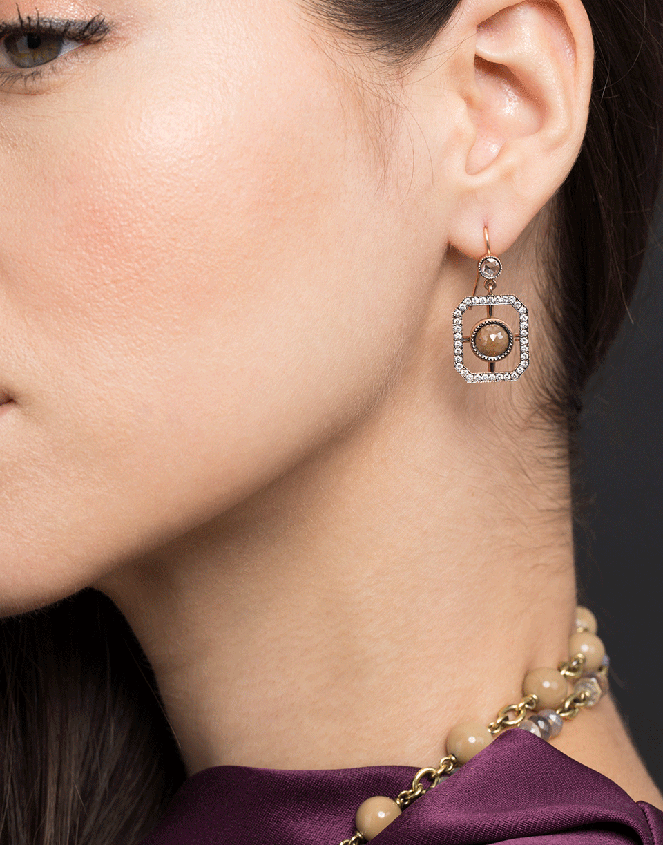 SYLVA & CIE-Rough Diamond Window Earrings-ROSE GOLD