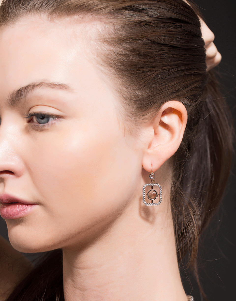 SYLVA & CIE-Rough Diamond Window Earrings-ROSE GOLD