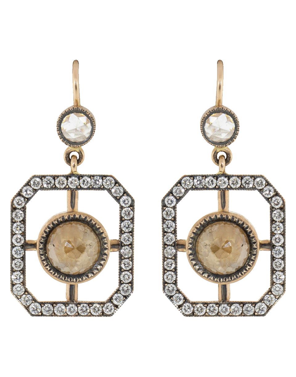 SYLVA & CIE-Rough Diamond Window Earrings-ROSE GOLD