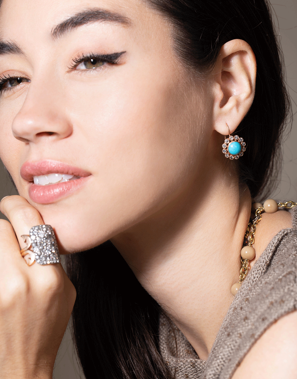SYLVA & CIE-Turquoise and Diamond Earrings-ROSE GOLD