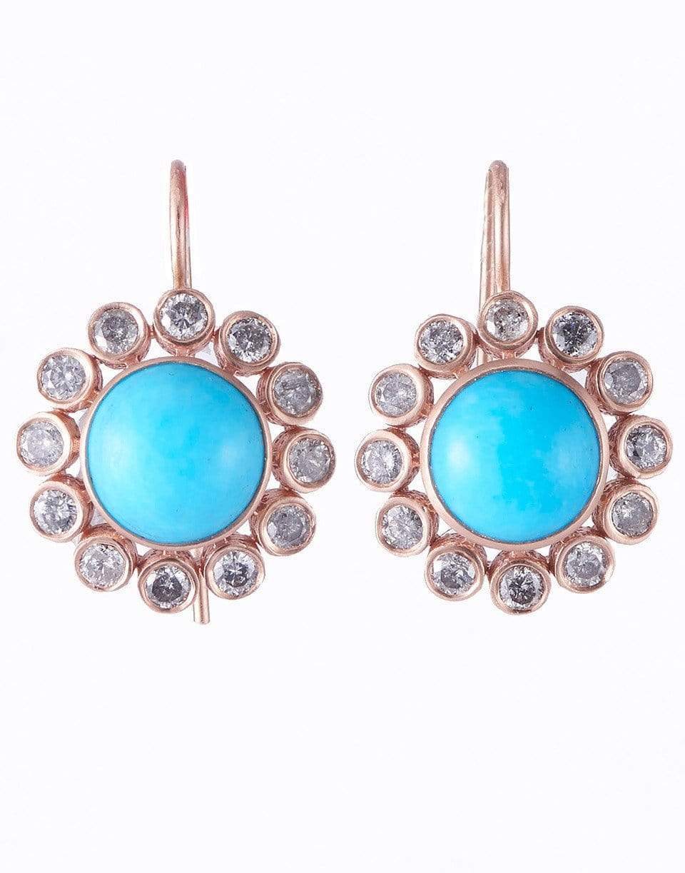 SYLVA & CIE-Turquoise and Diamond Earrings-ROSE GOLD