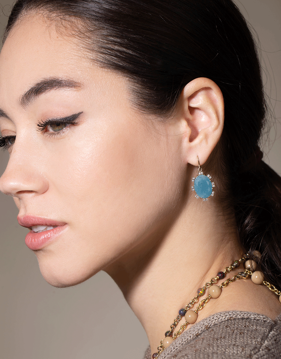 SYLVA & CIE-Blue Quartz and Diamond Earrings-WHITE GOLD