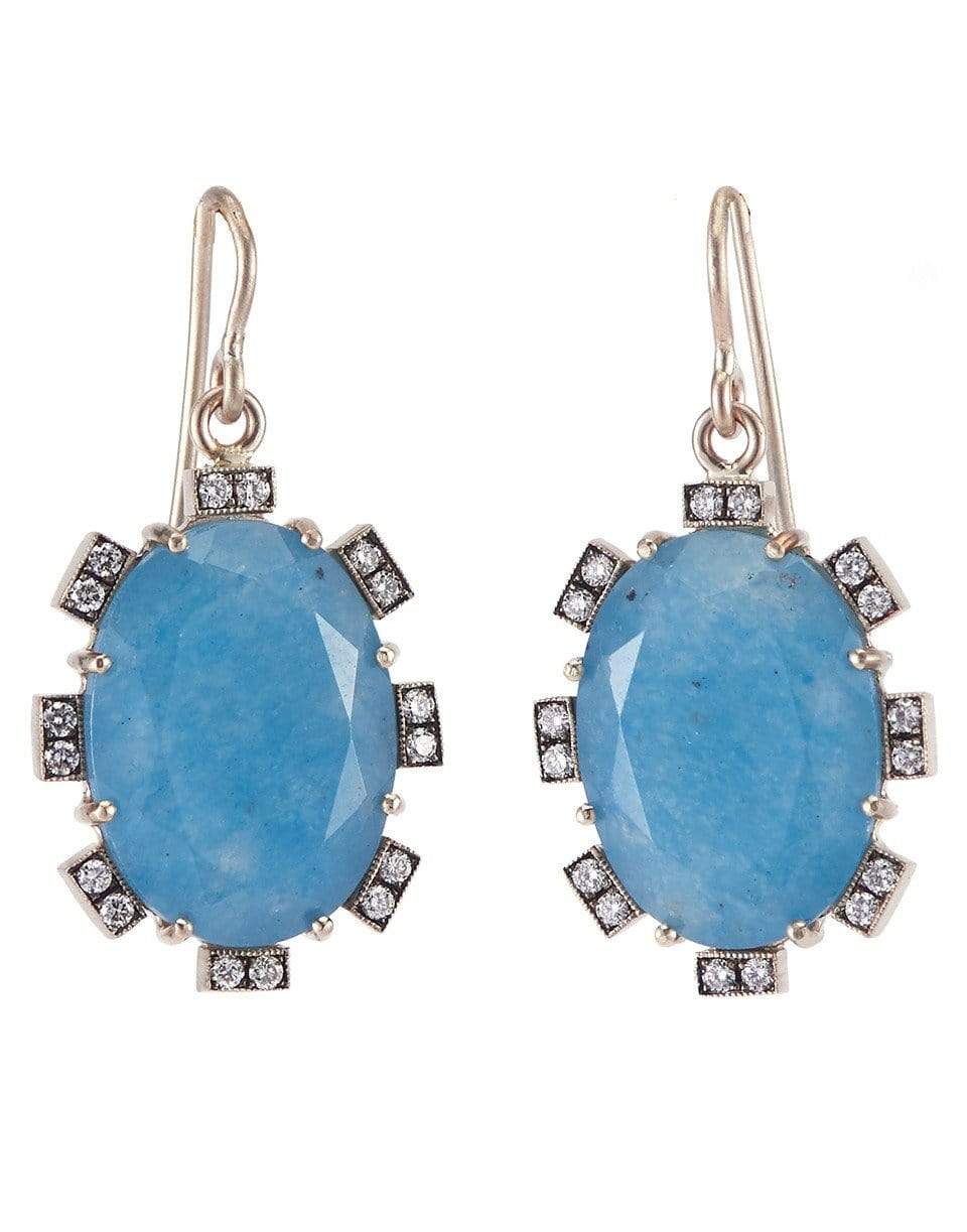SYLVA & CIE-Blue Quartz and Diamond Earrings-WHITE GOLD