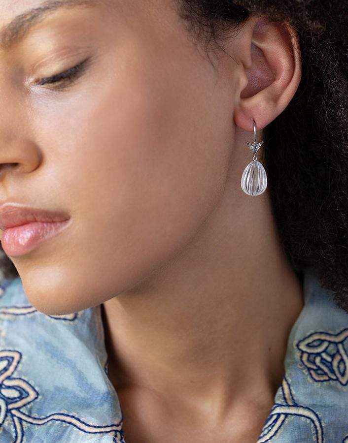 SYLVA & CIE-Crystal Bulb and Arrow Drop Earrings-WHITE GOLD
