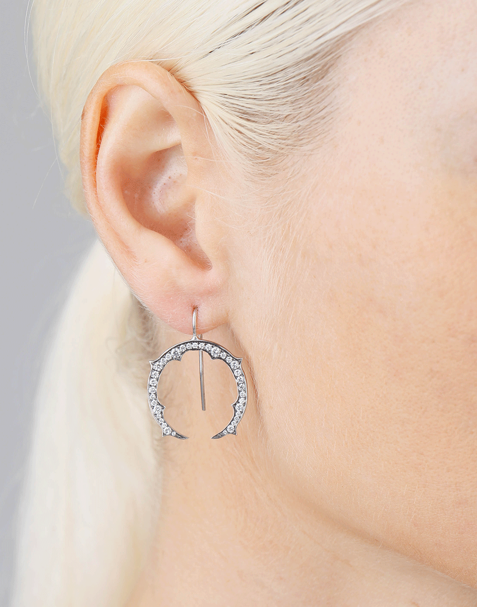 SYLVA & CIE-Diamond Horseshoe Earrings-WHITE GOLD