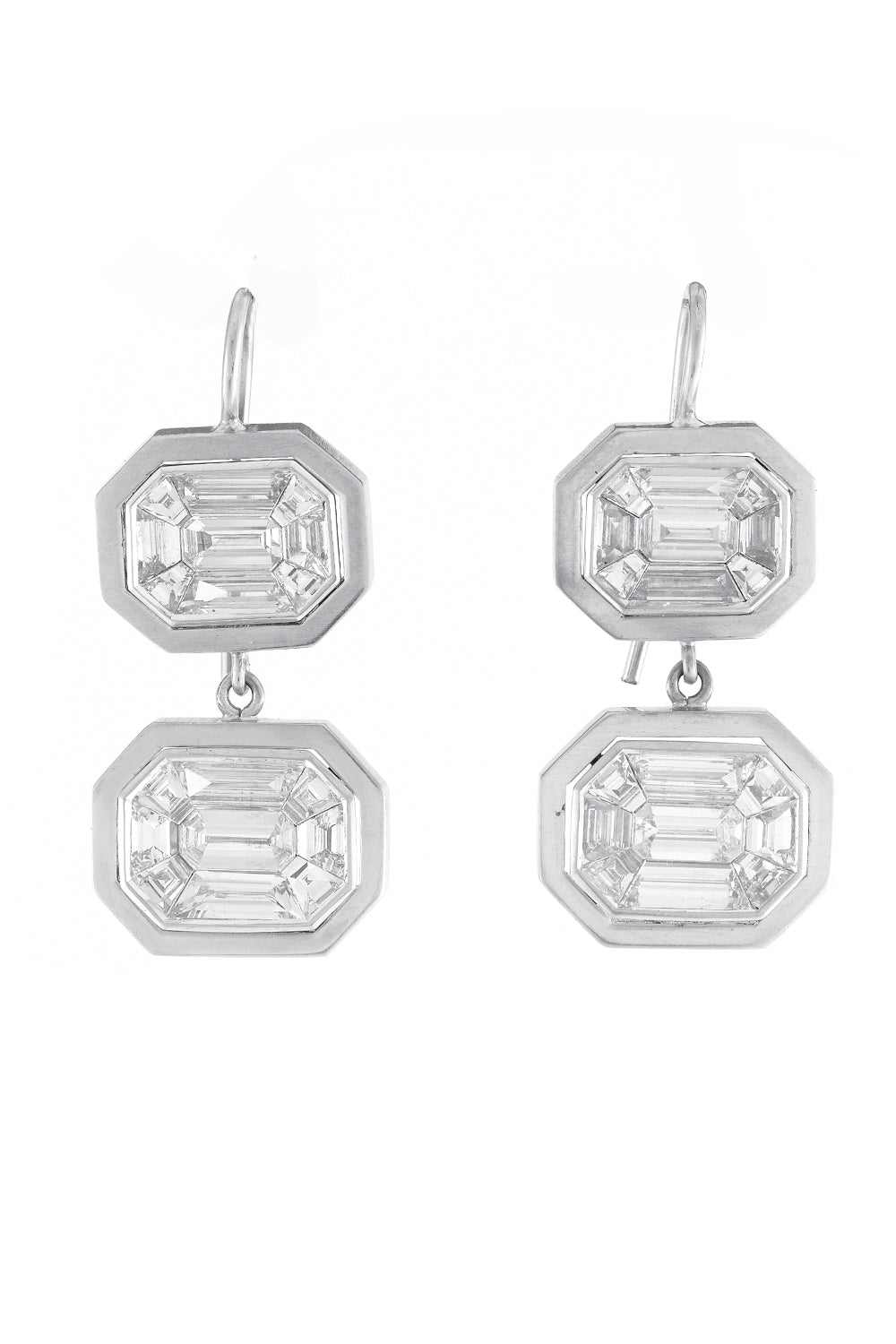 Diamond Mosaic Drop Earrings-WHITE GOLD-JEWELRYFINE JEWELEARRING-SYLVA & CIE