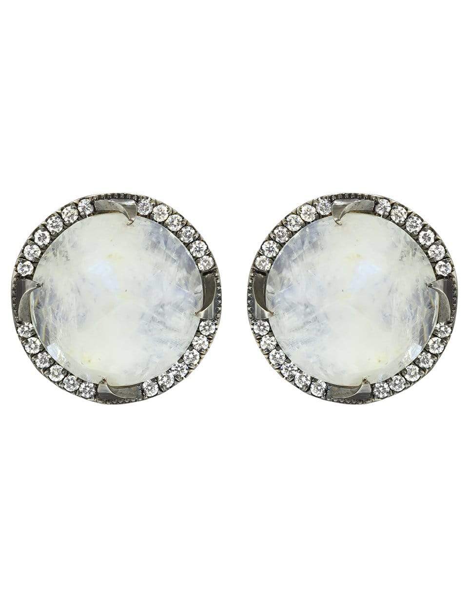 SYLVA & CIE-Moonstone and Diamond Studs-WHITE GOLD