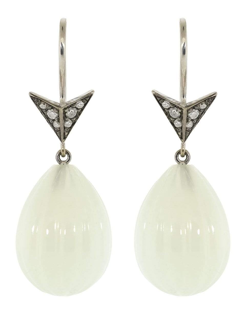 SYLVA & CIE-Moonstone Bulb and Arrow Drop Earrings-WHITE GOLD