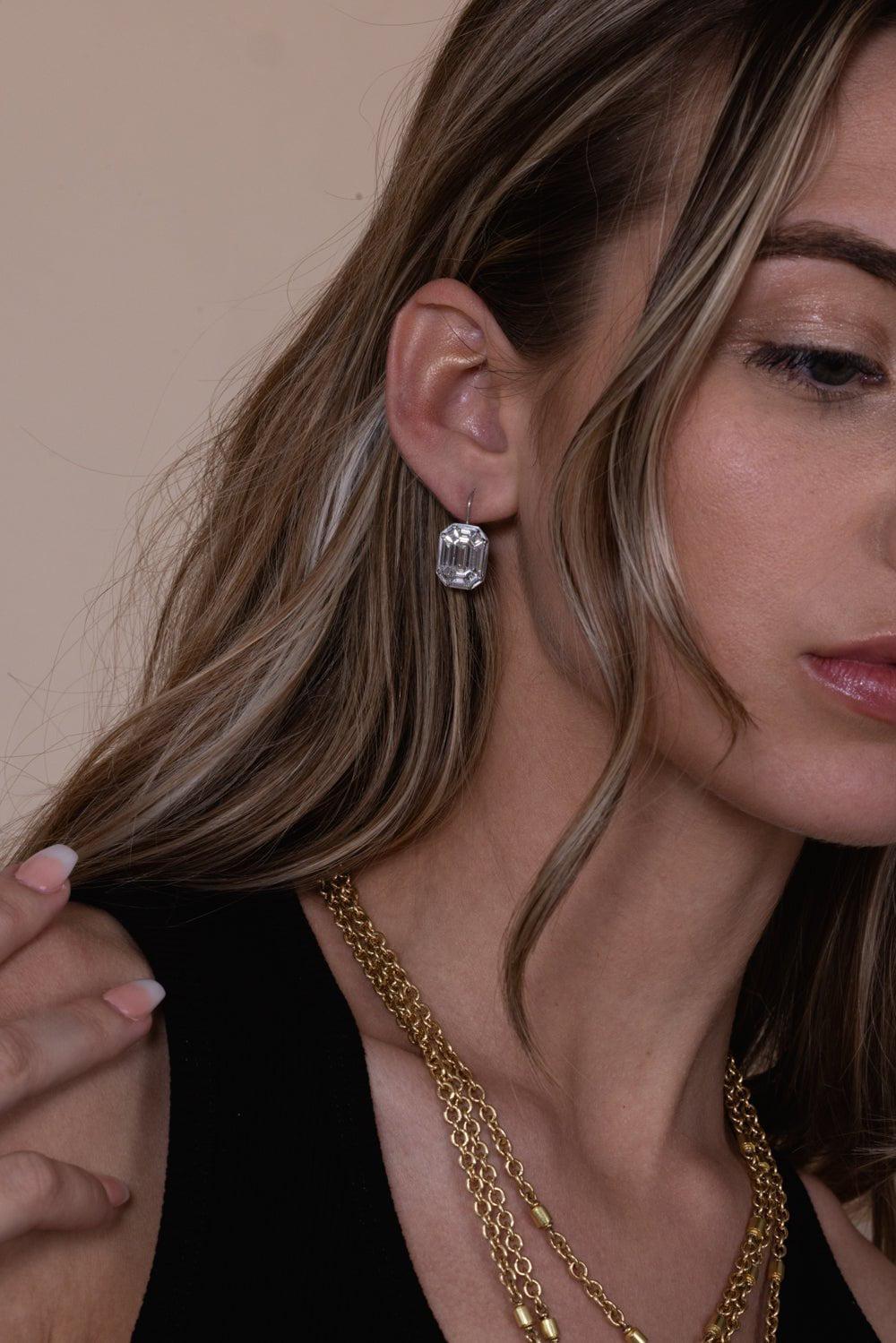 SYLVA & CIE-Mosaic Diamond Earrings-WHITE GOLD