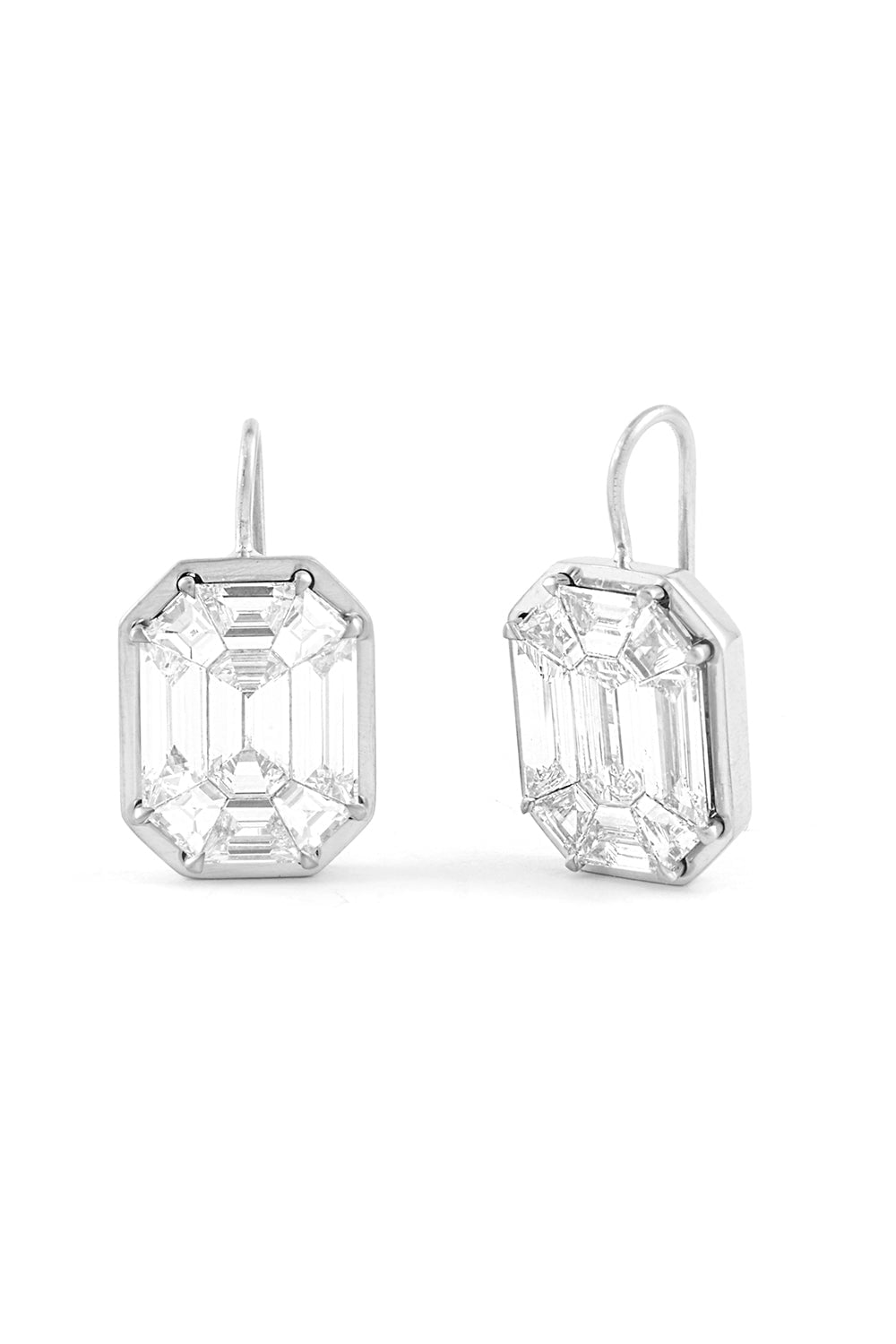 SYLVA & CIE-Mosaic Diamond Earrings-WHITE GOLD