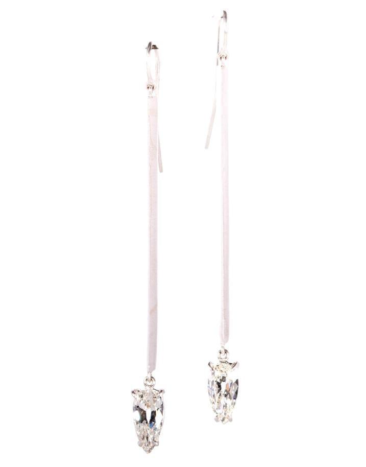 SYLVA & CIE-Pear Shape Diamond Stick Earrings-WHITE GOLD