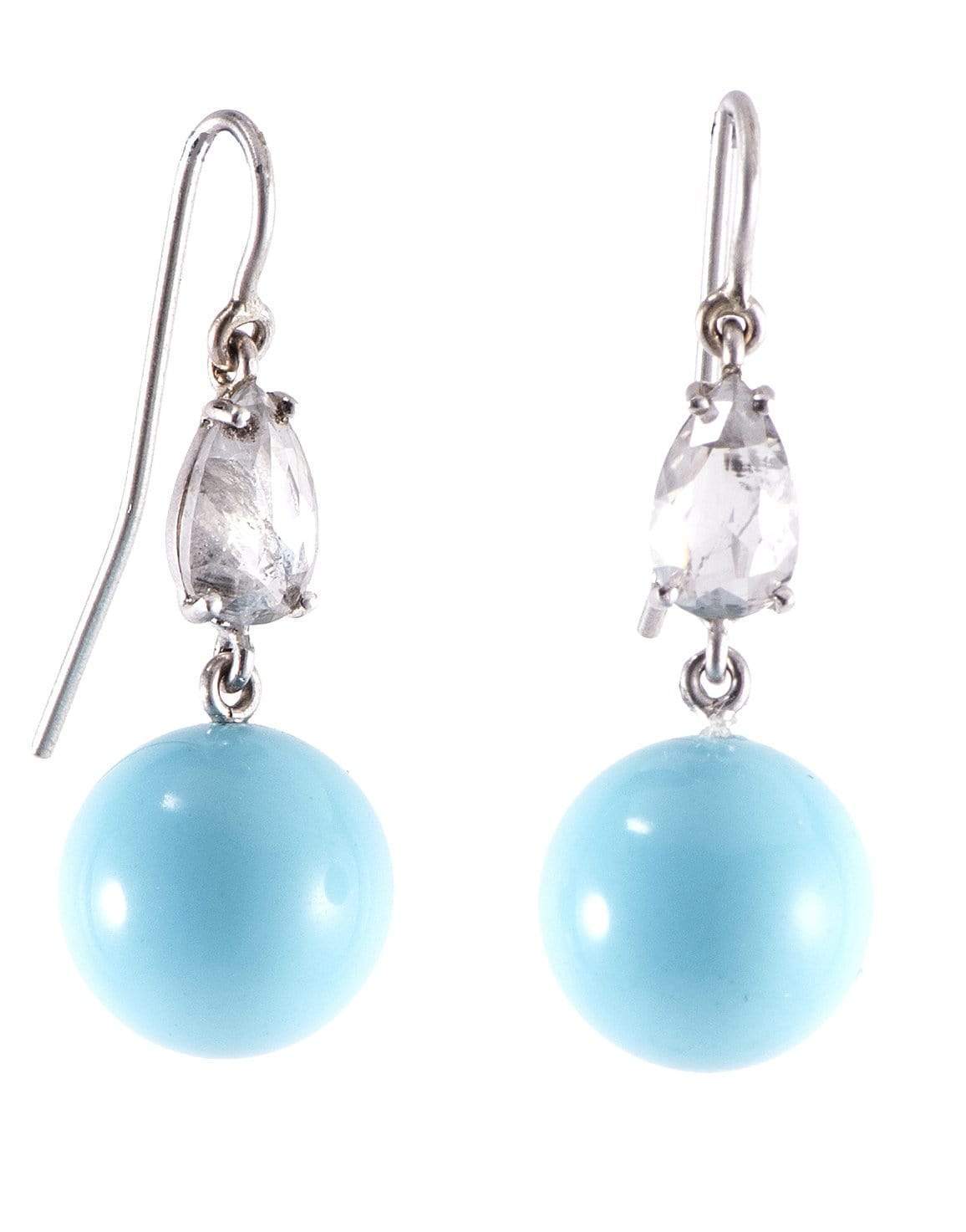 SYLVA & CIE-Turquoise and Diamond Drop Earring-WHITE GOLD