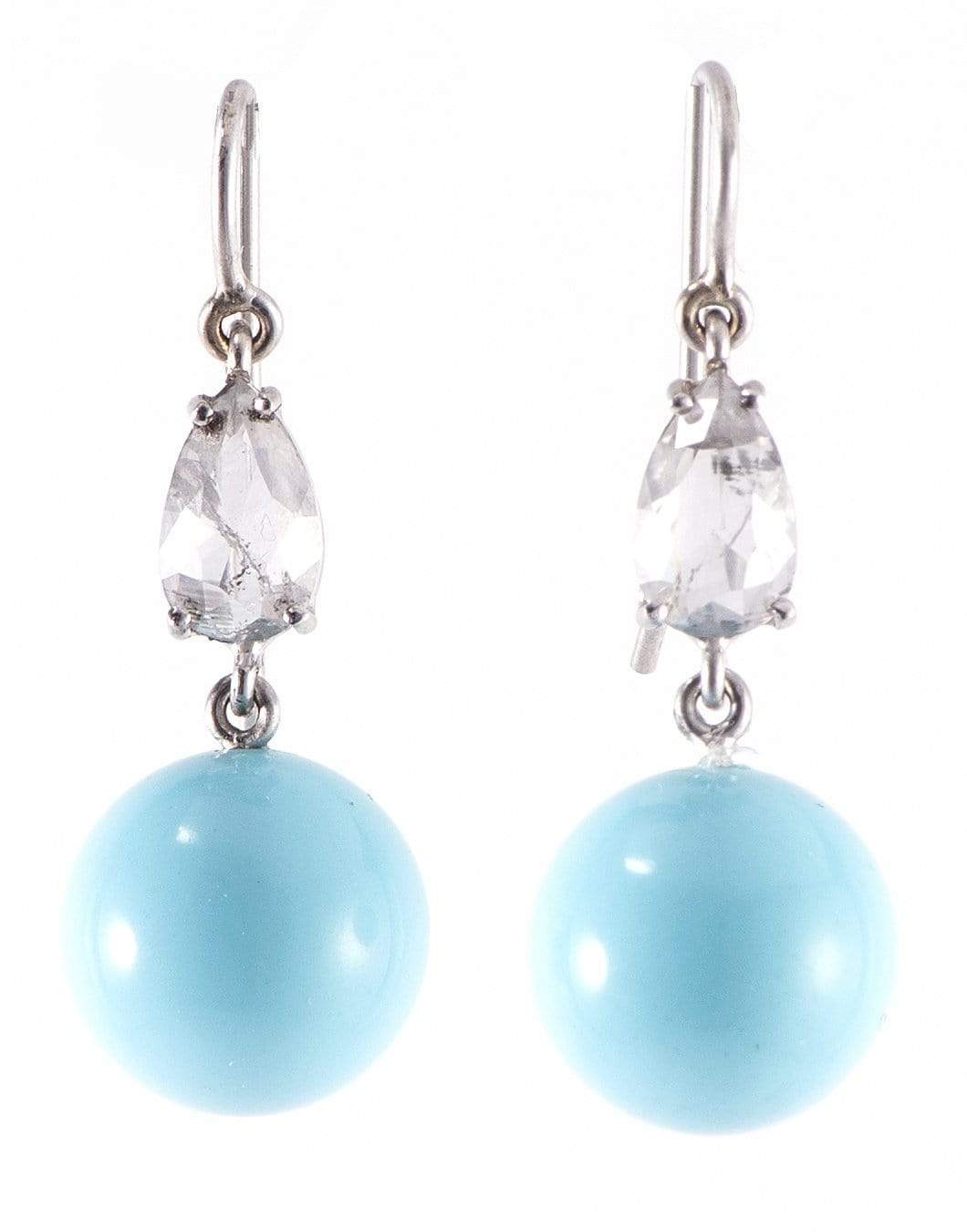 SYLVA & CIE-Turquoise and Diamond Drop Earring-WHITE GOLD