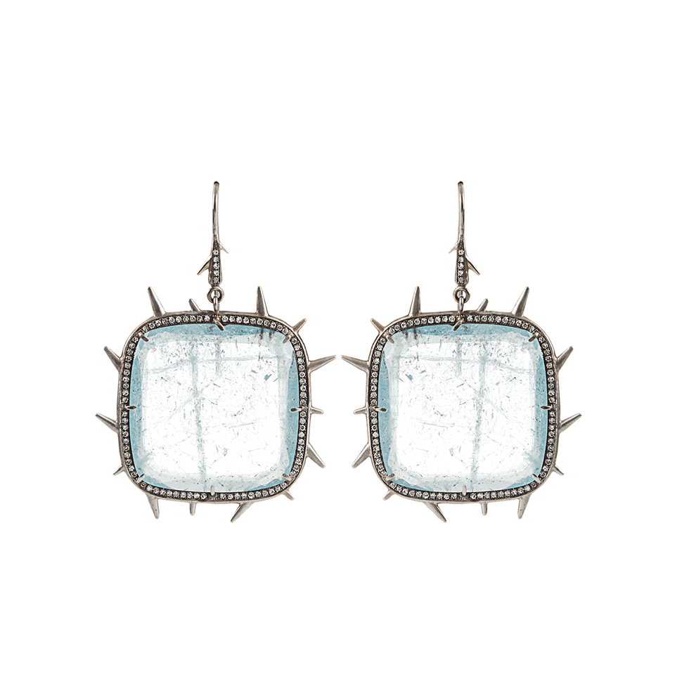 SYLVA & CIE-Aqua Slice and Diamond Earrings-WHT GOLD