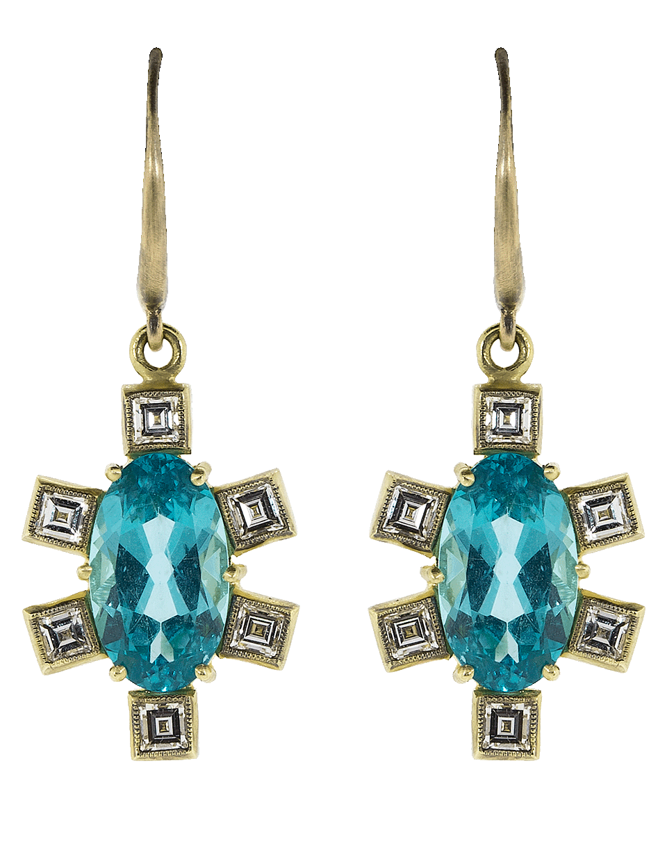 SYLVA & CIE-Apatite And Diamond Petal Earrings-YELLOW GOLD