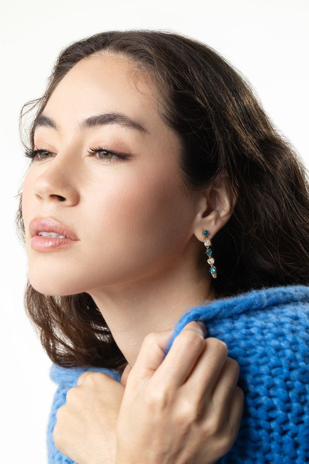 SYLVA & CIE-Apatite Mixed Shape Diamond Drop Earrings-YELLOW GOLD