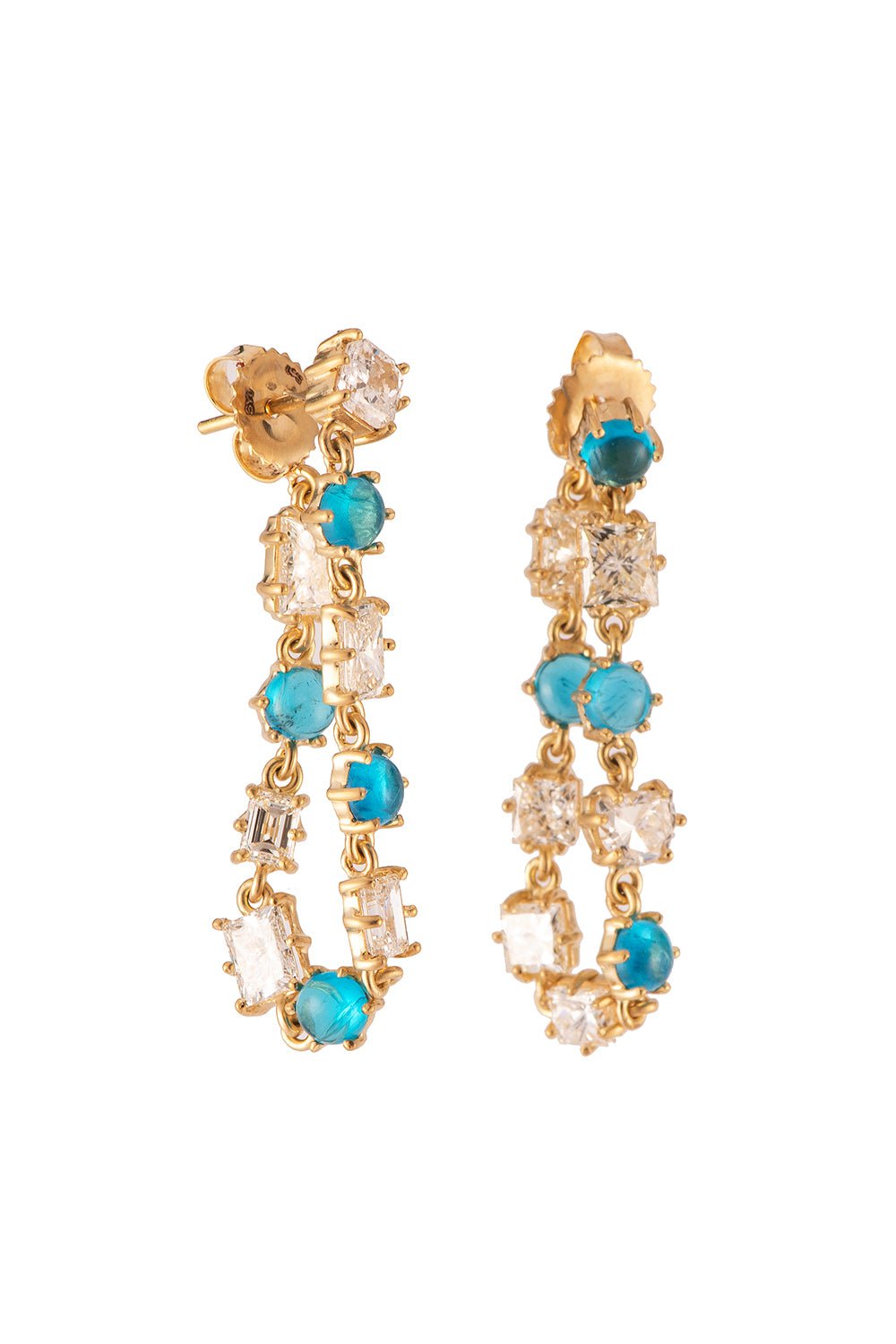 SYLVA & CIE-Apatite Mixed Shape Diamond Drop Earrings-YELLOW GOLD