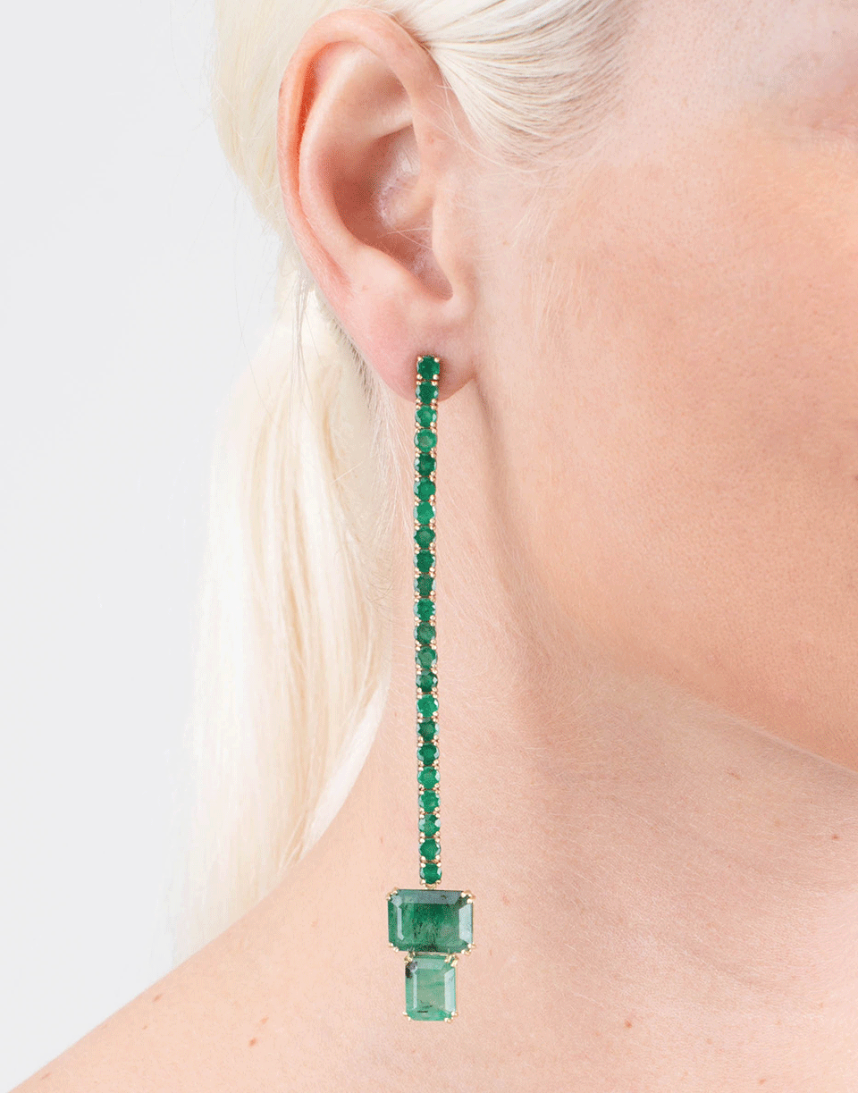 SYLVA & CIE-Brazilian And Zambian Emerald Strand Earrings-YELLOW GOLD
