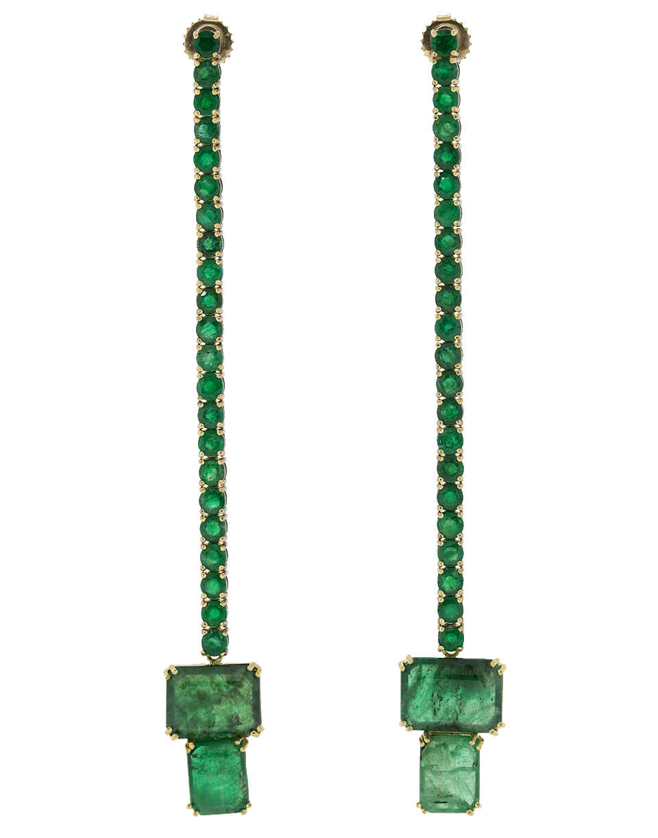SYLVA & CIE-Brazilian And Zambian Emerald Strand Earrings-YELLOW GOLD