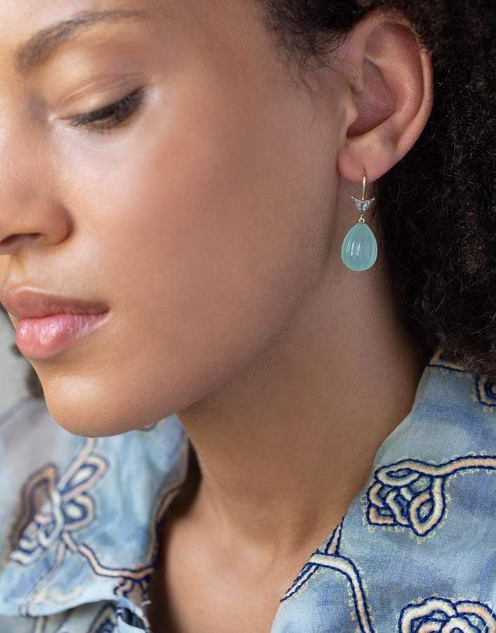 SYLVA & CIE-Chalcedony Bulb and Arrow Drop Earrings-YELLOW GOLD