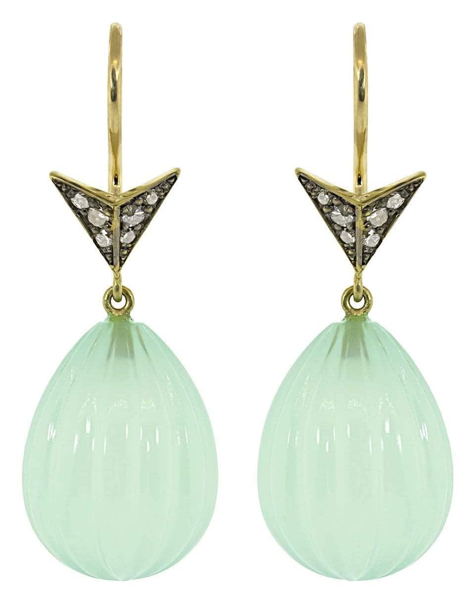 SYLVA & CIE-Chalcedony Bulb and Arrow Drop Earrings-YELLOW GOLD
