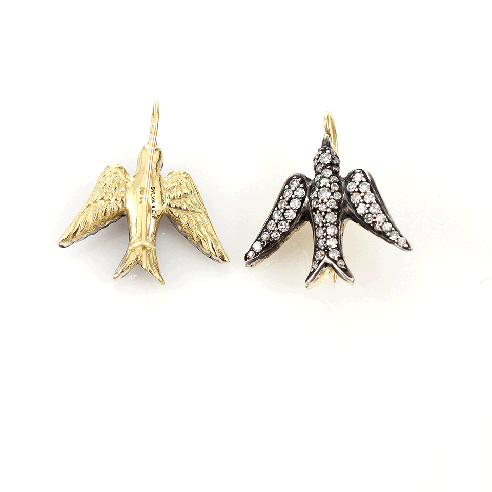 SYLVA & CIE-Diamond Dove Earrings-YELLOW GOLD
