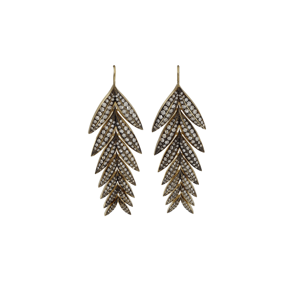 SYLVA & CIE-Diamond Feather Earrings-YELLOW GOLD