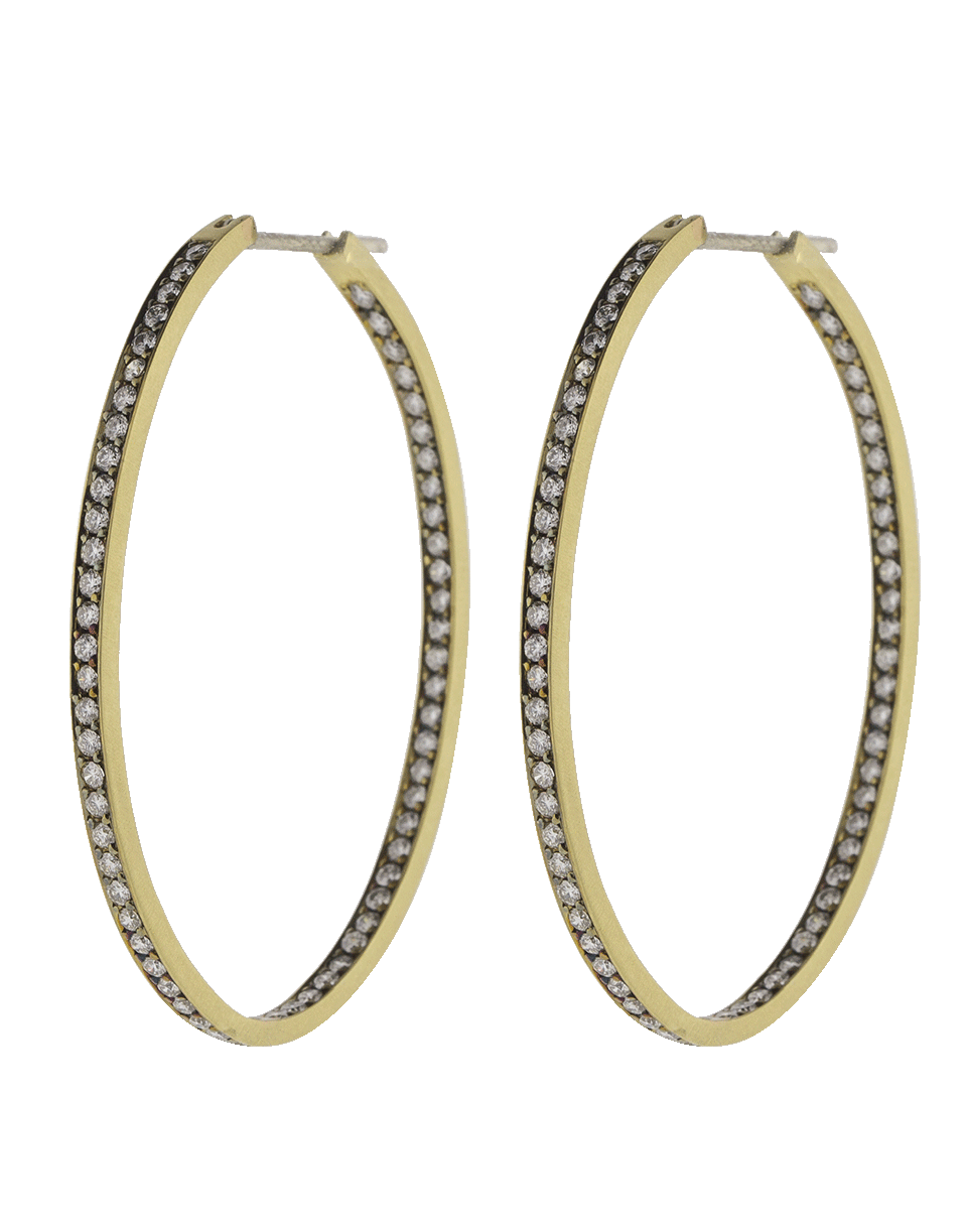 SYLVA & CIE-Diamond Oval Hoop Earrings-YELLOW GOLD