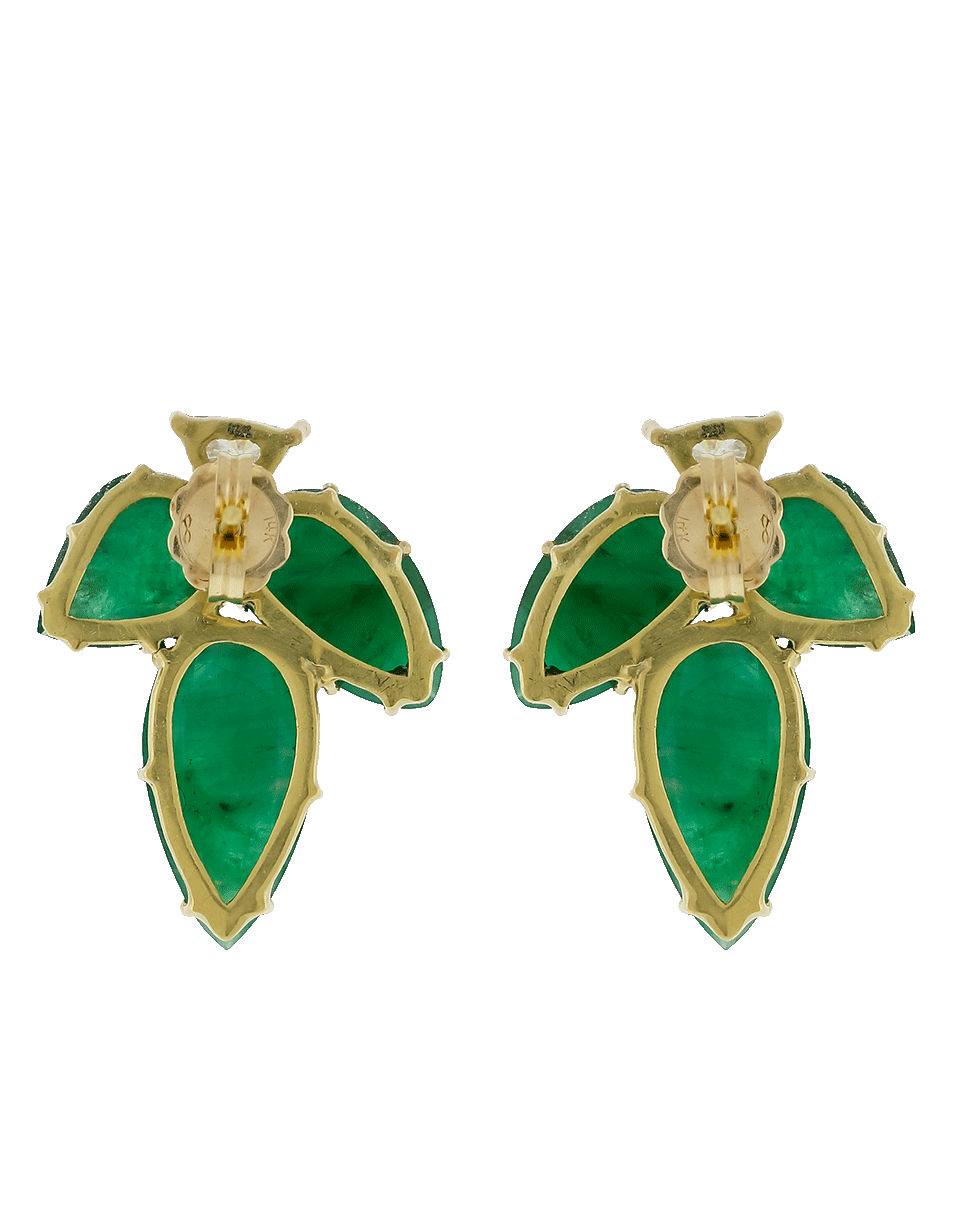 SYLVA & CIE-Emerald Leaf Earrings-YELLOW GOLD