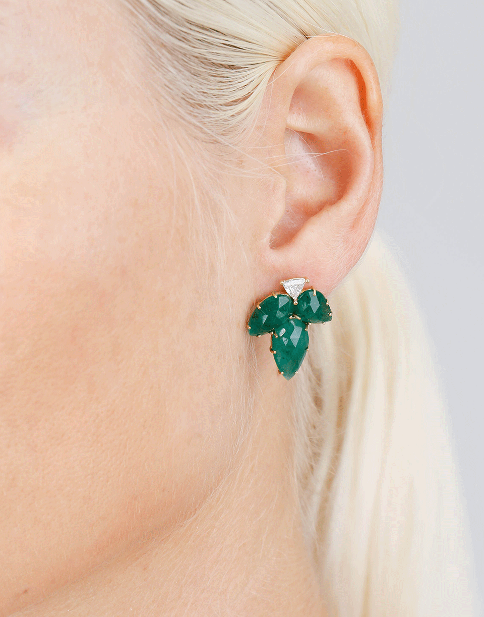 SYLVA & CIE-Emerald Leaf Earrings-YELLOW GOLD