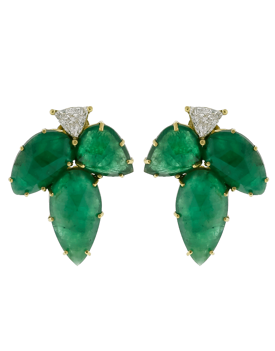 SYLVA & CIE-Emerald Leaf Earrings-YELLOW GOLD