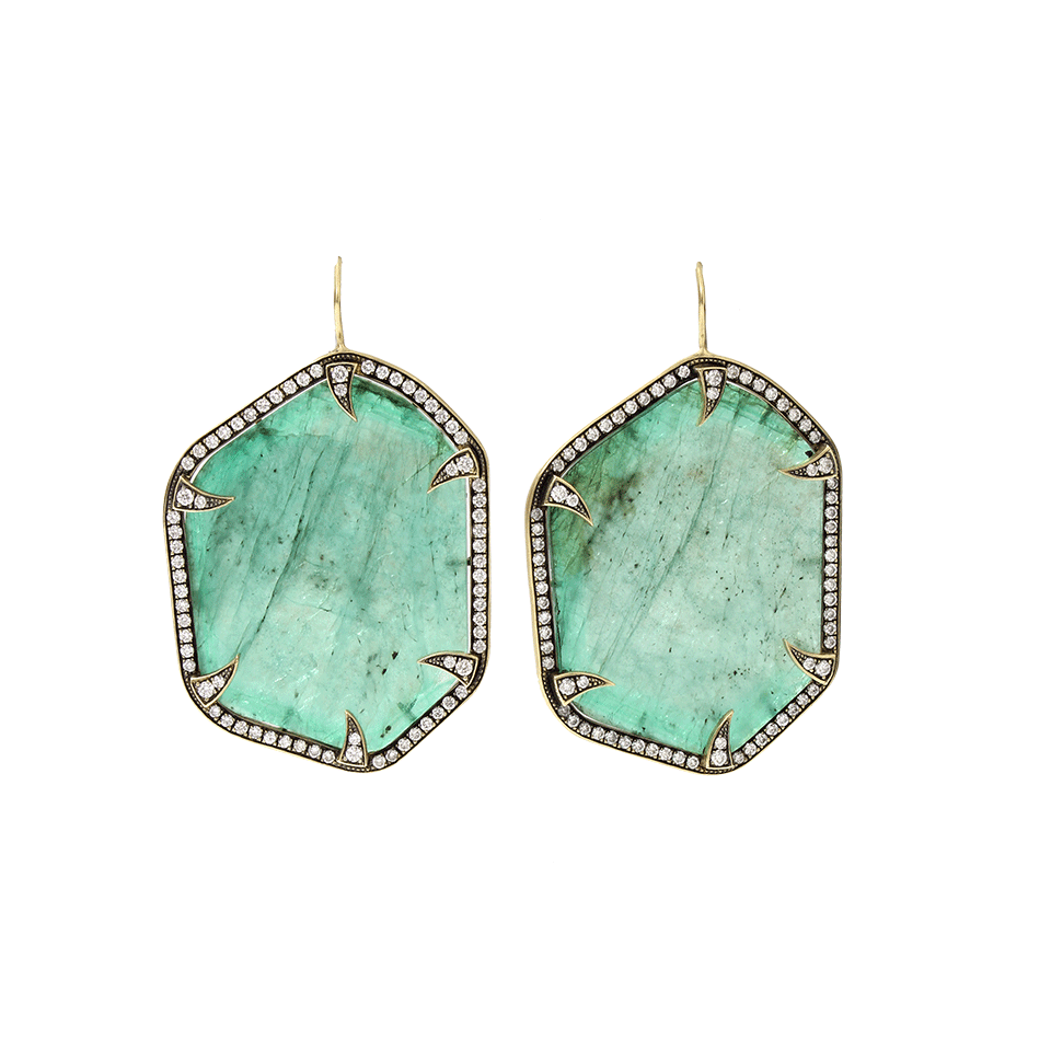 SYLVA & CIE-Emerald Slice Earrings-YELLOW GOLD