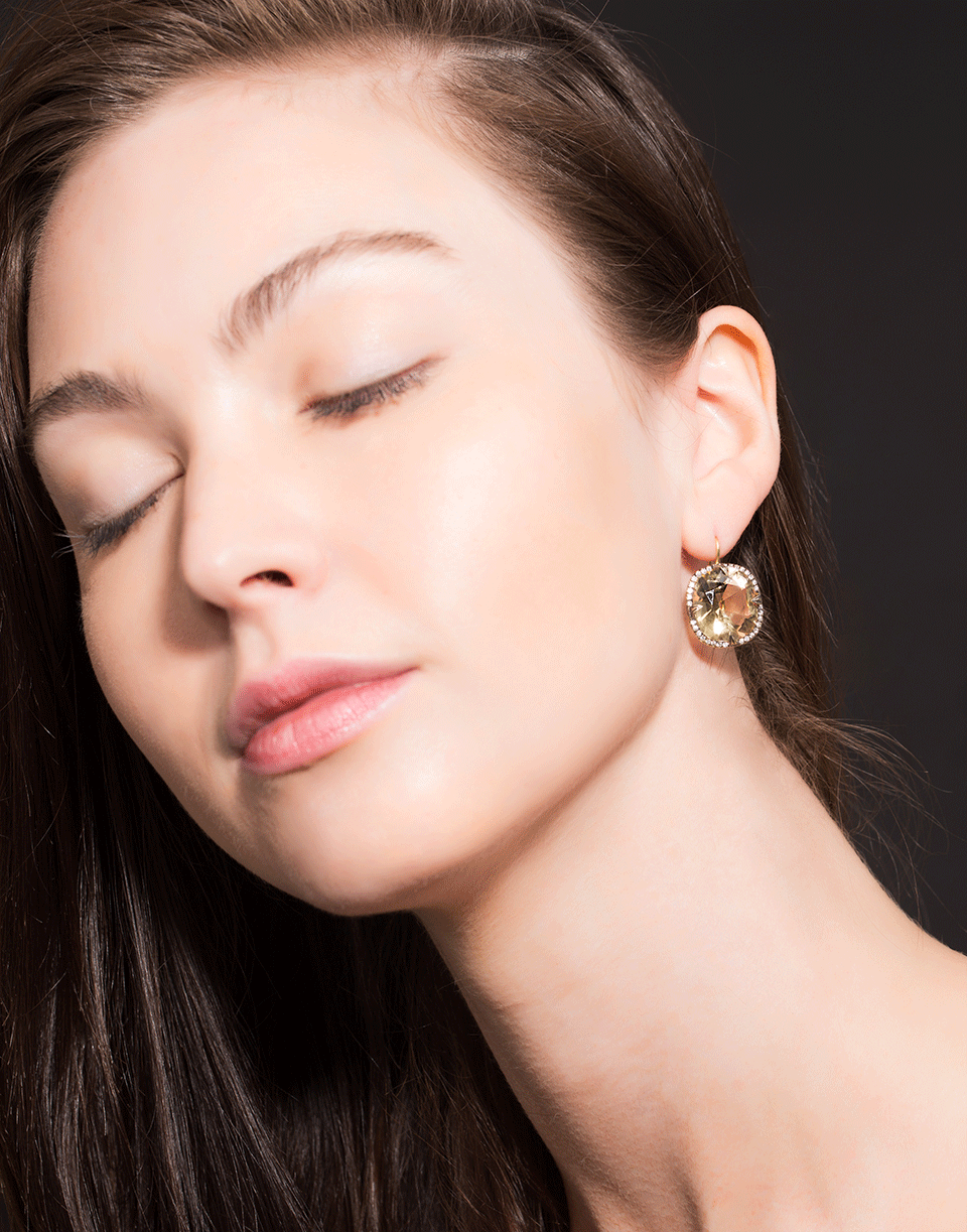 SYLVA & CIE-Faceted Citrine and Diamond Earrings-YELLOW GOLD