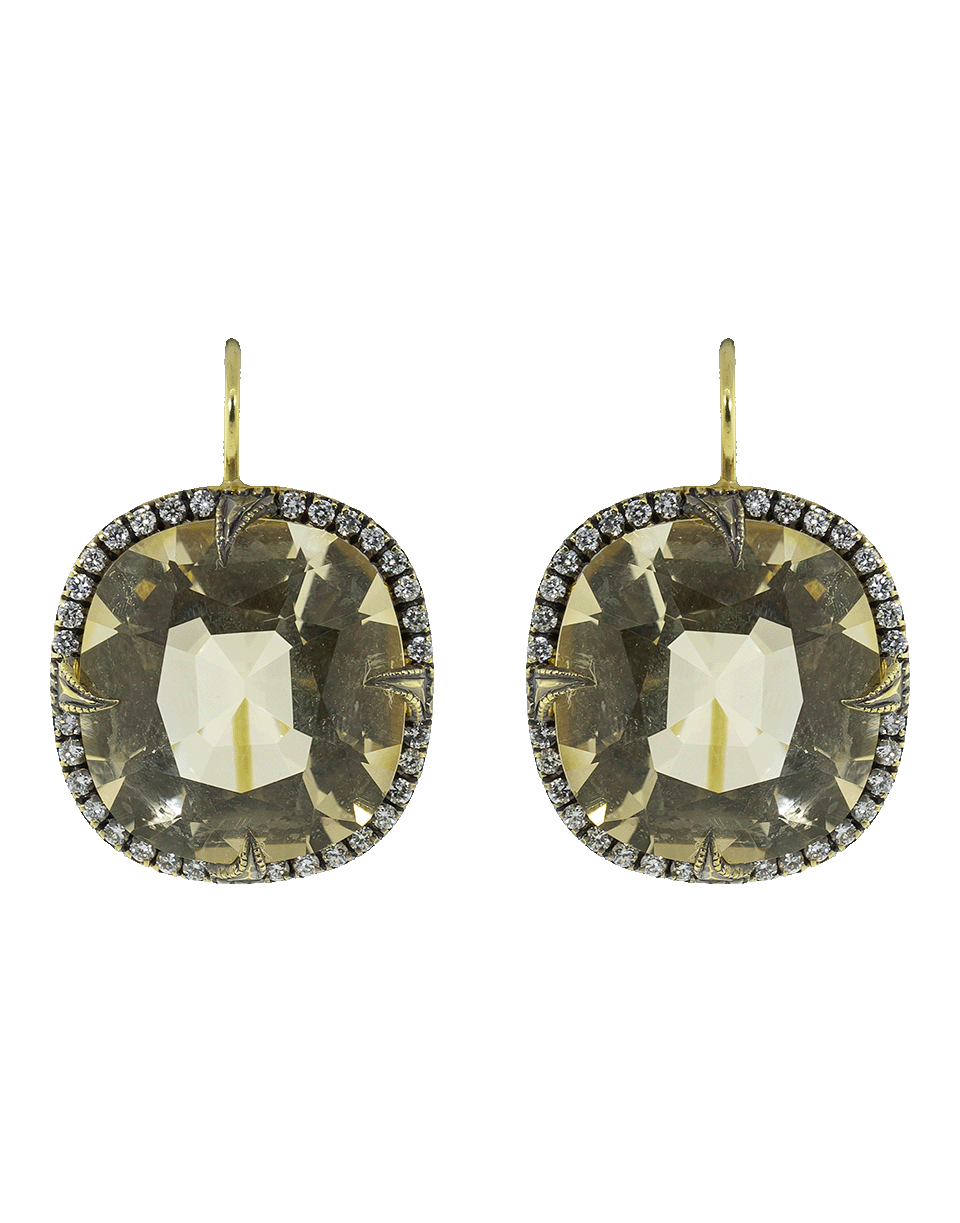 SYLVA & CIE-Faceted Citrine and Diamond Earrings-YELLOW GOLD
