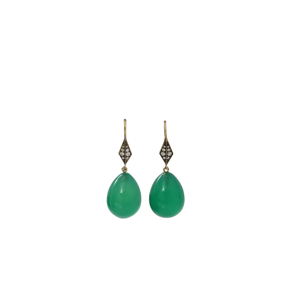 SYLVA & CIE-Green Agate Drop Earrings-YELLOW GOLD