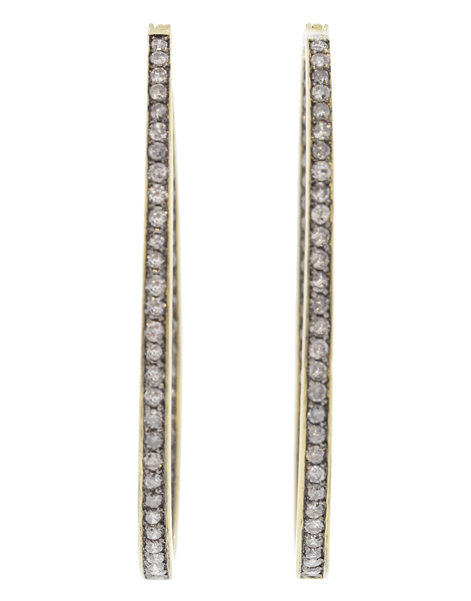 SYLVA & CIE-Grey Diamond Hoop Earrings-YELLOW GOLD